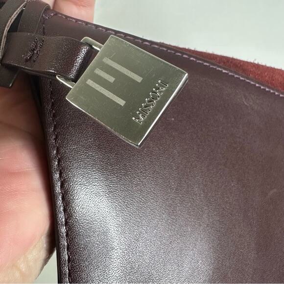 Missoni Vintage Brown Leather & Suede Shoulder Bag Purse - Picture 8 of 15
